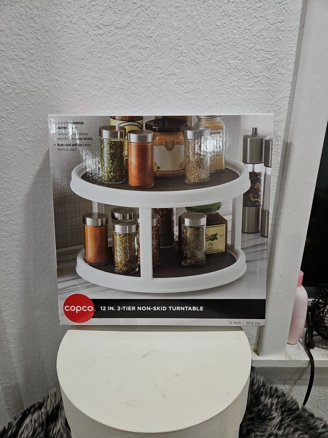 Lazy Susan Turntable Spice Organizer 2 Tier Non-Skid 10 Inch Spice Rack Cabinet