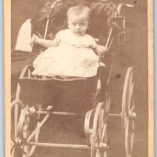 c1870s Chicago, IL Baby Girl Stroller CDV Carriage Photo Card Moore Illinois H35
