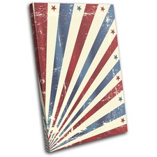 Retro Vintage USA Abstract SINGLE CANVAS WALL ART Picture Print VA