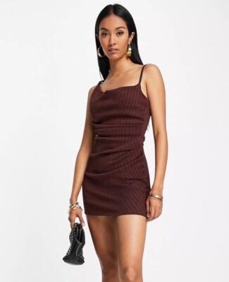 brown cowl neck mini dress Cowl Neck Mini Dress | Chic and Sustainable | Winnie Witt M 4 main image 0