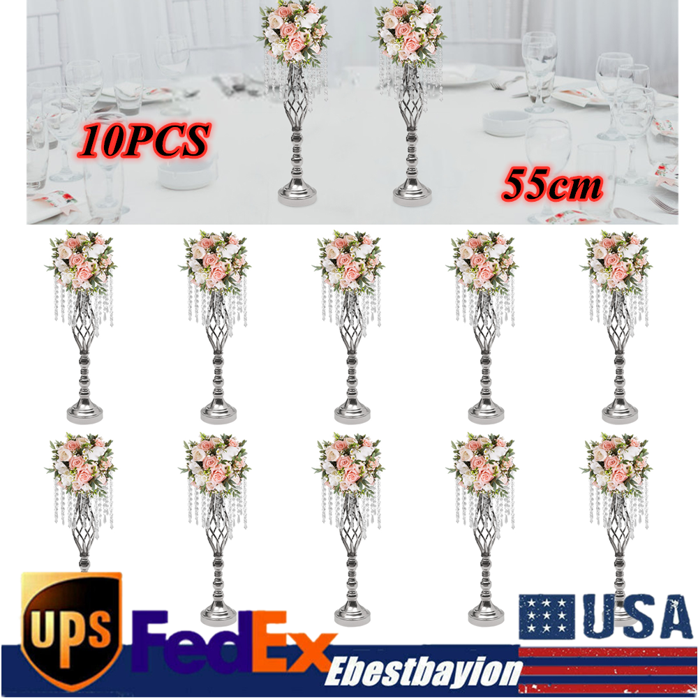 10PCS Crystal Stands Wedding Table Centerpieces Flower Racks 21.7inch Tall New