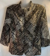 MOLLY & MAX Women's Lined Front Zipper Black Brown Blazer Jacket Coat Sz XL