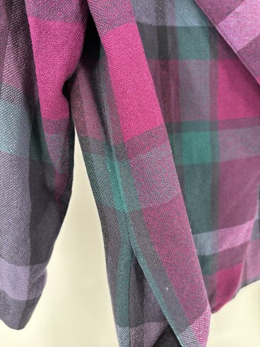 Christian Dior Vintage Blazer Womens 14 Pink Purple Plaid Suit Jacket Wool Blend - Picture 6 of 19