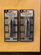 8-IN-1 MULTI USE KNIFE HIKING , CAMPING TOOL BENCH POCKET LOT OF 2 New Sealed