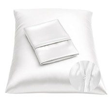 Satin Pillowcase with Zipper for Hair and Skin Care, Standard 2-pack White