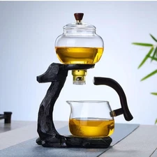 Glass Automatic Lazy Tea Set Drip Pot High Borosilicate Glass for Office