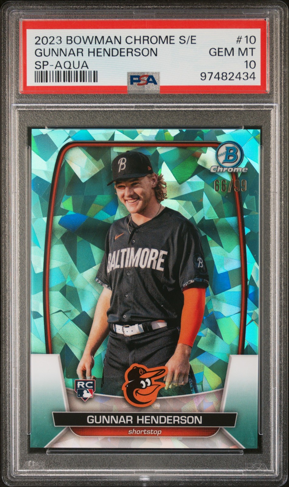 2023 Bowman Chrome Sapphire #10 Gunnar Henderson Sp Aqua PSA 10 /99