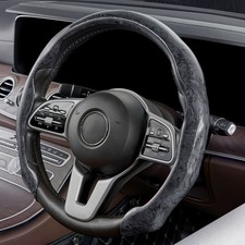 15inch Wood Grain Leather Car Steering Wheel Cover Anti-slip Universal Fit