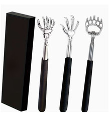 3 Pack Metal Back Scratcher Set -Extendable Telescopic Bear Claw  Skeleton Hand