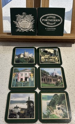 6 Portmeirion Village Quadratische Kork Rückseite Untersetzer Susan Williams Neuseeland 