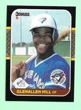 (1) GLENALLEN HILL 1987 DONRUSS # 561 BLUE JAYS ROOKIE NM CARD (N0542). rookie card picture