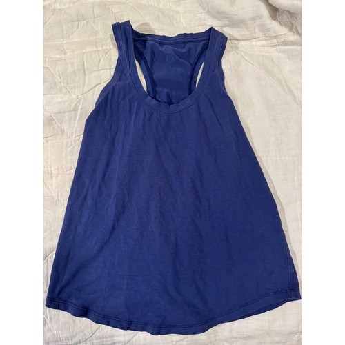 Lululemon Cool Racerback Tank Top Navy Blue Size 6 Pima Cotton Blend