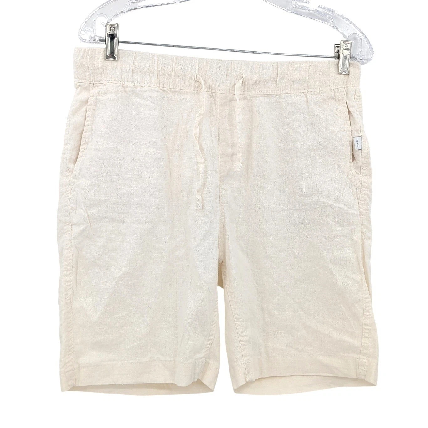 Onia Linen Blend Drawstring Shorts M Cream Coastal Resort Minimal