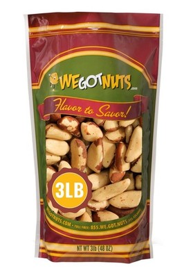 We Got Nuts, Roasted Salted Brazil Whole, Shelled, 3 Pound (Pack of 1) 