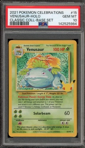 Pokemon Venusaur Celebrations Classic Coll. Base Set Holo Rare #15 PSA 10