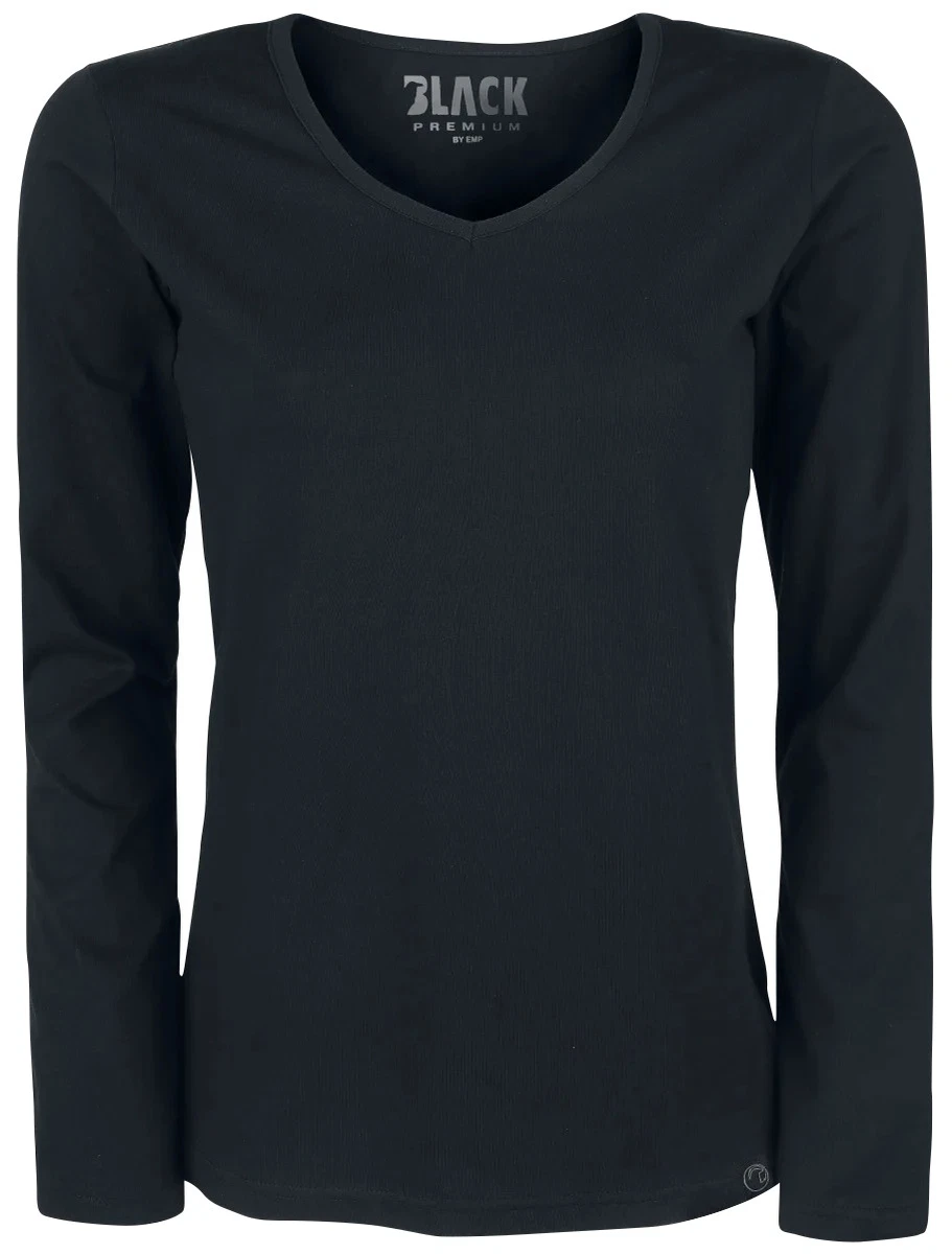 Black Premium by EMP Damen schwarze Basic Langarmshirts im Doppelpack