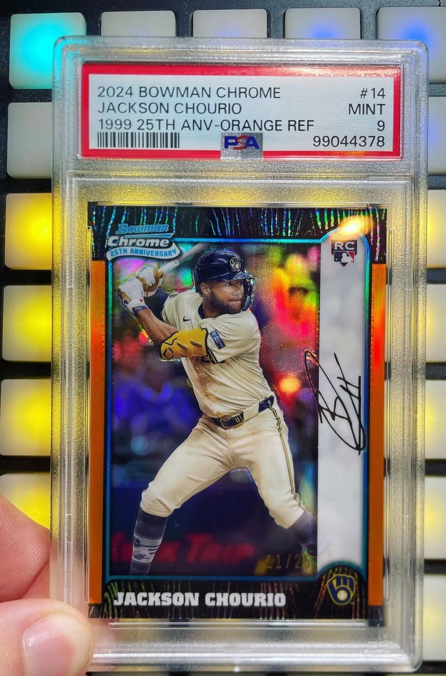 2024 Bowman Chrome Jackson Chourio Orange 1999 RC Jersey # 11/25 PSA 9 Ebay 1/1