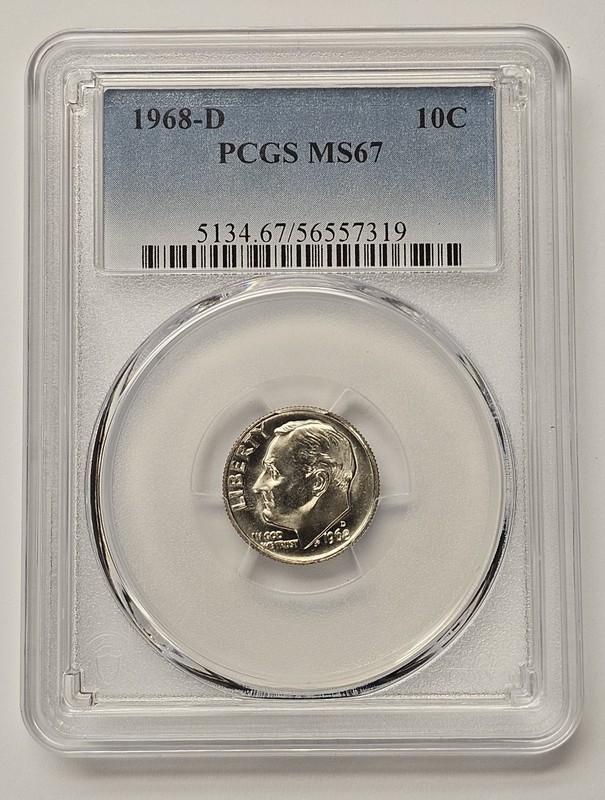 1968-D Roosevelt Dime PCGS MS67