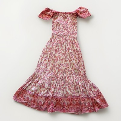 Walker And Wade Matilda Midi Dress Rouge Floral Pink Sz XS Off Shoulder Milkmaid