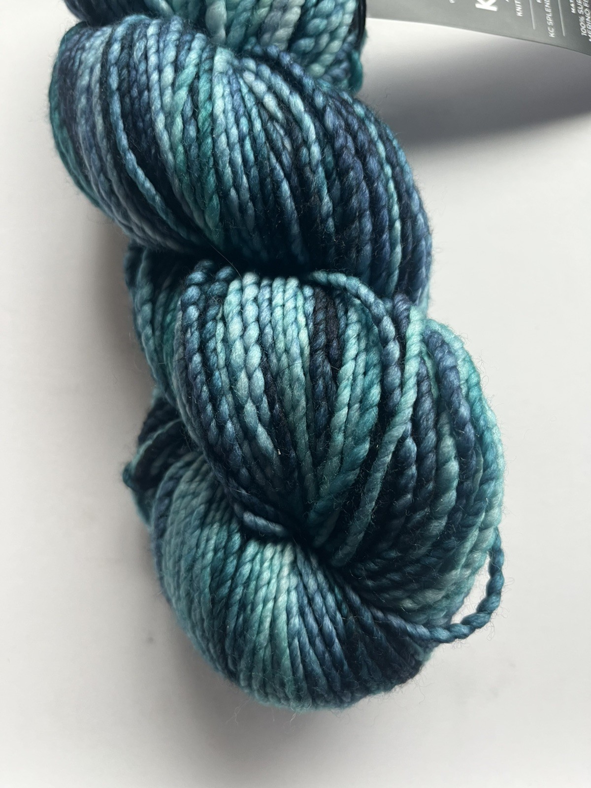 K & C Splendid Superwash Yarn, (1) Hank, Sea Splash, blues Merino Bulky