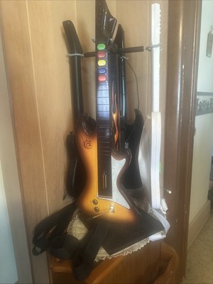 PS2 Guitar Hero 4 Guitars, 6 Games, Guitar Pedal, Remote, SpinZ 4 Bay Charge Y2K