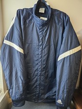 Vintage Adidas Men's XL Coaches Jacket Navy White 3-Stripe Insulated Retro