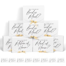 8 Pack Bridesmaid Proposal Box with Cards Matron of Honor Gift White