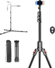 84" Phone Tripod, Tall Tripod for iPhone with Gooseneck Remote Extendable