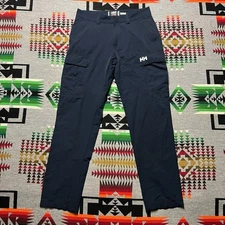 Helly Hansen QD Cargo Mens Softshell Pants Blue Hiking Outdoors Size 32 Logo A4