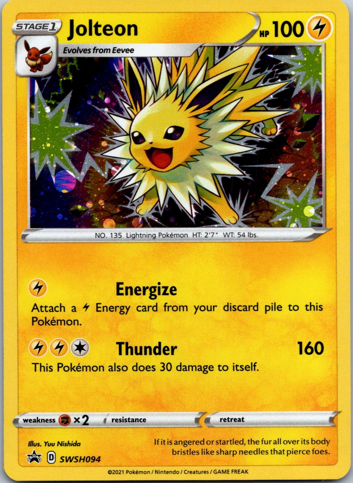 Jolteon - SWSH094 - Pokemon Sword & Shield Promo Rare Holo Card NM