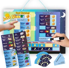 Magnetic Chore Chart for Kids at Home, Morning & Bedtime Routine Task List, Dry 