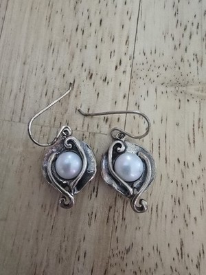 Perlenohrringe Sterling Silber Handarbeit