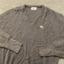 Vintage 90s Izod Lacoste Blue Alligator V Neck Pullover Jumper Sweater Mens L