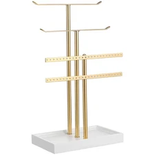 Jewelry Storage Rack Multi-Tier Jewelry Organizer Stand with Tray for Necklac...