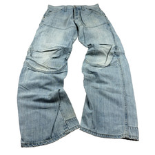 Mens Vintage Y2K Cargo Denim Jeans Utility Multi Pocket Baggy Skate Pants