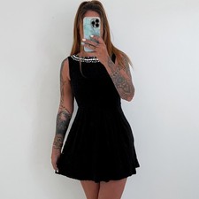 Ladies AX Paris Dress Black Beaded Sleeveless Short Evening Party Size 10