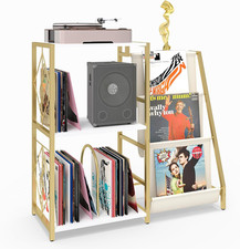 Record Player Stand, Turntable Stand with 3-Tier Vinyl Storage, Vinyl Record Sta