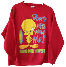 Vintage Tweety Bird Sweatshirt Size M/L Red Looney Tunes 1997 Dont Mess With Me