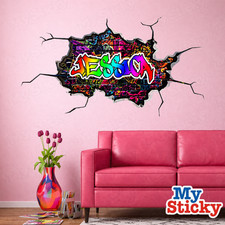 3D Graffiti Name Custom Personalized Vinyl Wall Sticker DIY Room Decor Kids New