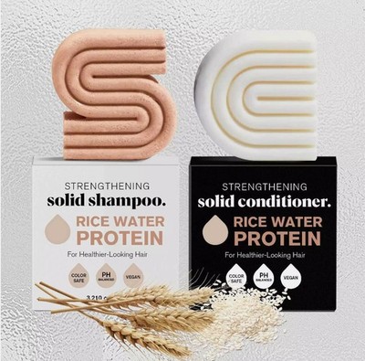 2 STK Stärkendes Haar-Shampoo- undkonditionsierende Seife mit Reiswasser-Protein