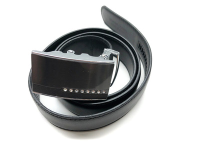 Unbranded Ratchet Track Belt Black Mens OS Up To 40'' Leather Rhinestone Buckle