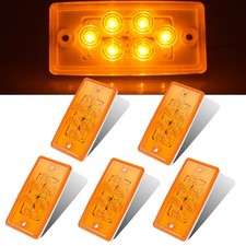 5Pcs Freightliner Cab Lights 6 LED Amber Roof Top Clearance Marker Lights Wat...