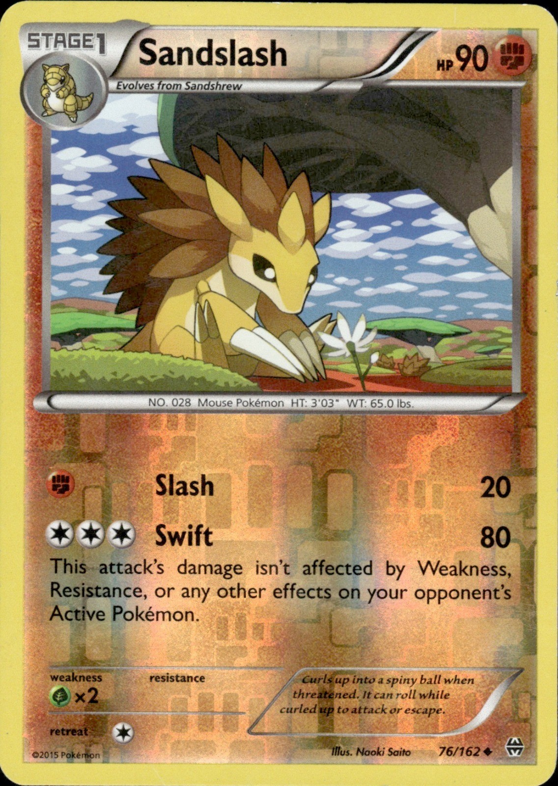 2015 Sandslash Uncommon XY - BREAKthrough 76/162 Reverse Holo MP