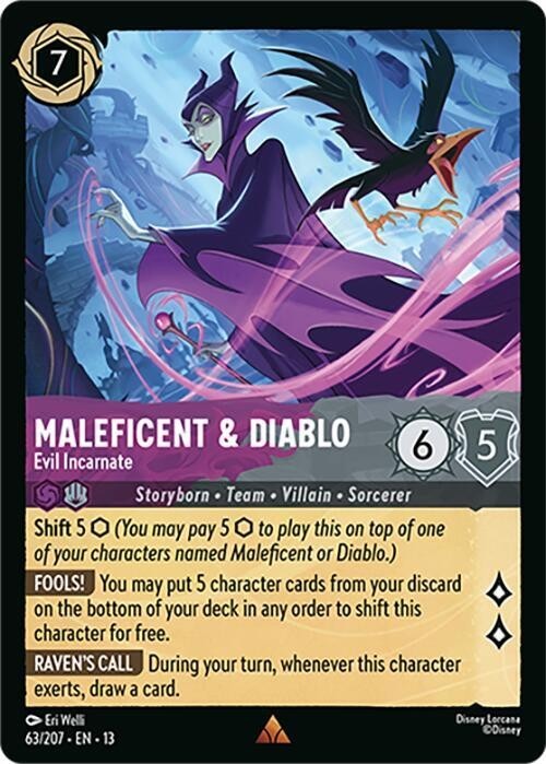 Disney Lorcana Maleficent & Diablo - Evil Incarnate #63 Rare AOV NM