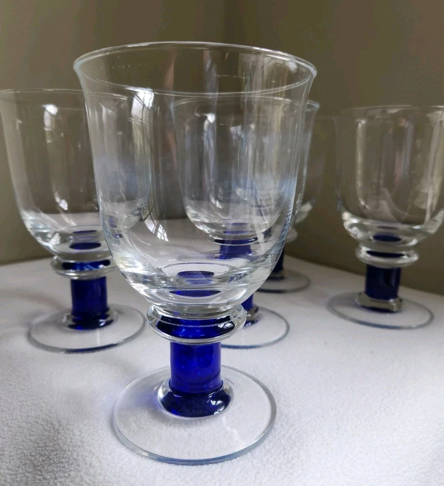 Denby Magnum Blue Stemmed Water Goblets (Set of 5) *PLEASE READ* - Image 2 of 4