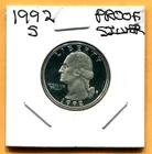 Gem 1992-S Proof Cameo Silver Washington Quarter - Free Shipping