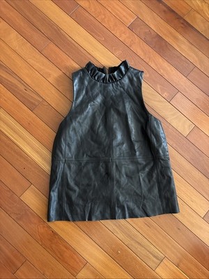 Antonio Melani Designer Leather Blouse Top Size S Made In Korea