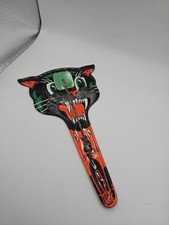 Vintage Halloween Black Cat Noise Maker Tin Litho U.S. Metal Toy Mfg. Co. A1