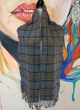 Polo Ralph Lauren Wool Scarf Embroidered Logo Plaid Multicolor Reversible