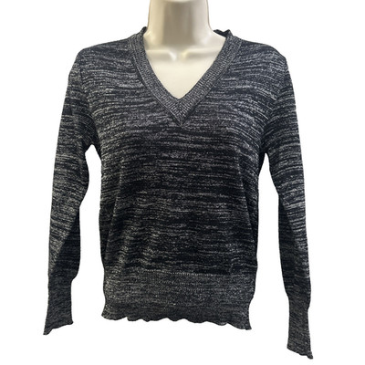 VTG Bandini Women's Sparkly Acrylic Sweater - Black Silver - Size Small